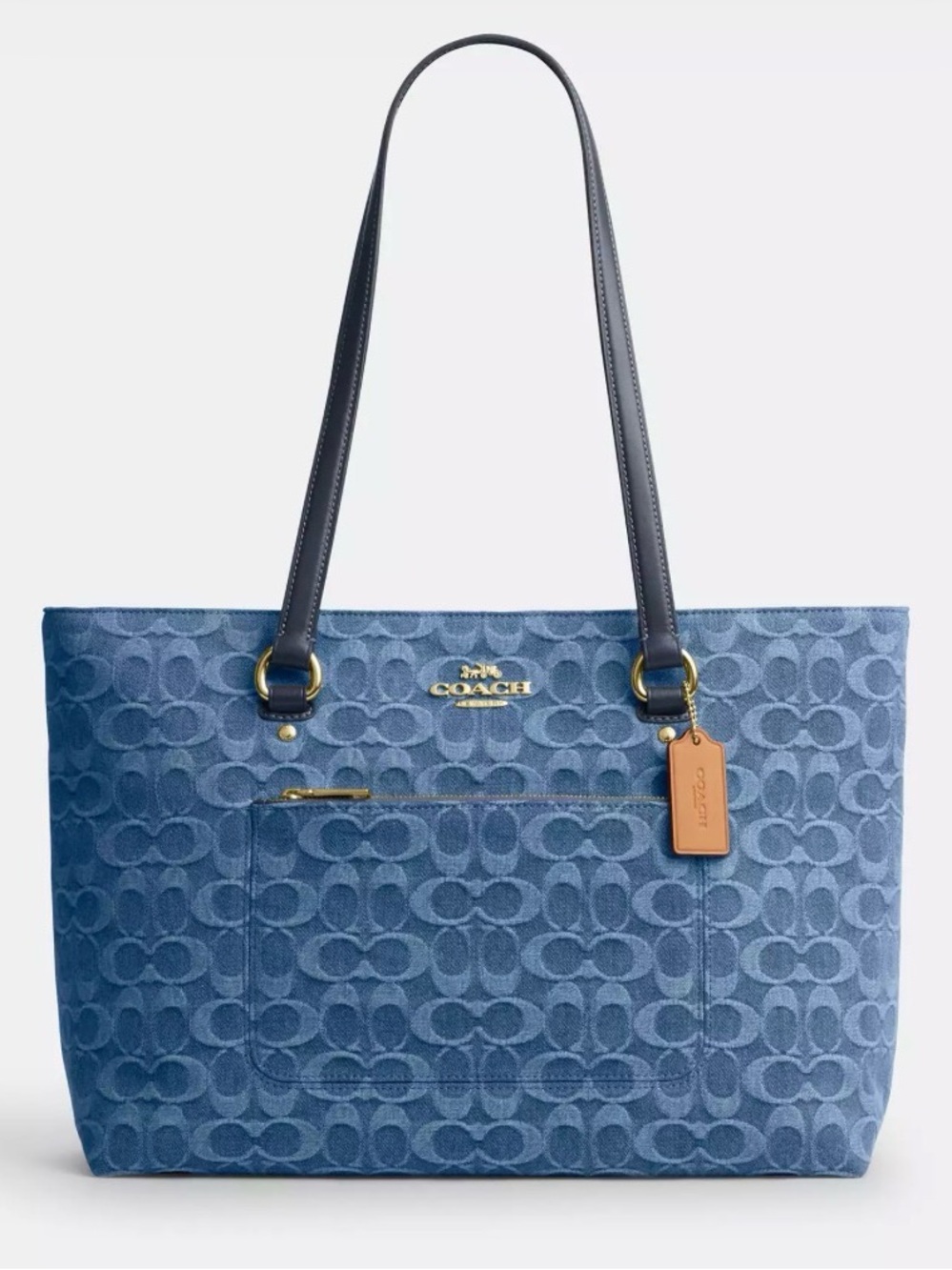 COACH Station Tote Bag In Signature Denim with Leather Straps - NWT